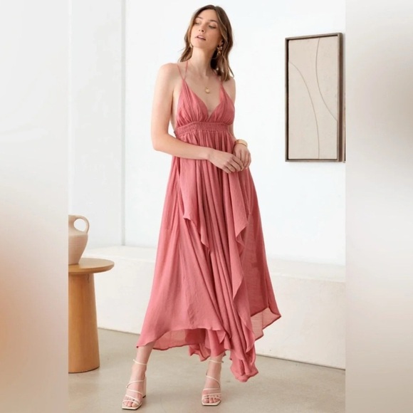 Mustard Seed BoHo Tassel Fringe Strap Cutout Maxi Dress - Picture 2 of 6